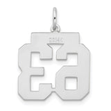 Medium Satin Number 63 Charm Pendant in Real 14k White Gold