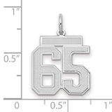 Medium Satin Number 65 Charm Pendant in Real 14k White Gold