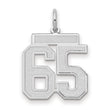 Medium Satin Number 65 Charm Pendant in Real 14k White Gold