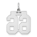 Medium Satin Number 66 Charm Pendant in Real 14k White Gold