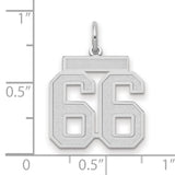 Medium Satin Number 66 Charm Pendant in Real 14k White Gold