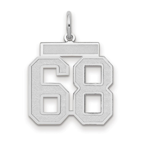 Medium Satin Number 68 Charm Pendant in Real 14k White Gold