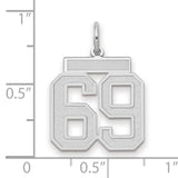 Medium Satin Number 69 Charm Pendant in Real 14k White Gold