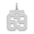 Medium Satin Number 69 Charm Pendant in Real 14k White Gold