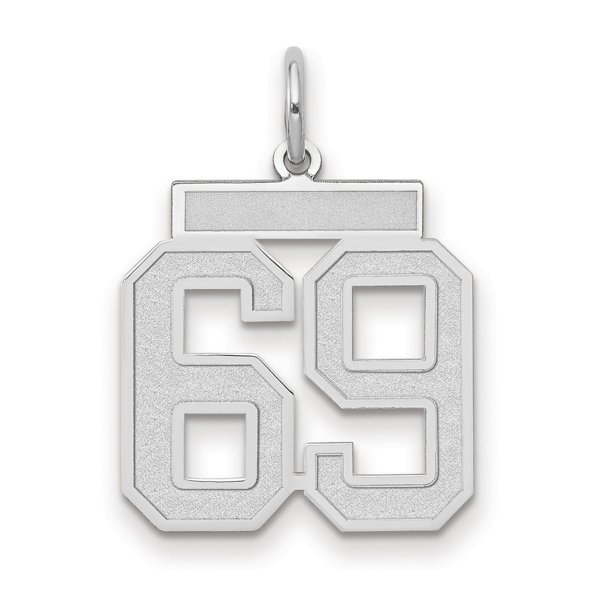 Medium Satin Number 69 Charm Pendant in Real 14k White Gold