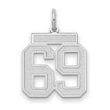 Medium Satin Number 69 Charm Pendant in Real 14k White Gold