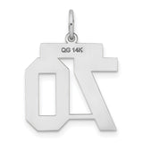 Medium Satin Number 70 Charm Pendant in Real 14k White Gold