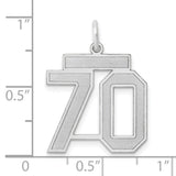 Medium Satin Number 70 Charm Pendant in Real 14k White Gold