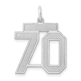 Medium Satin Number 70 Charm Pendant in Real 14k White Gold