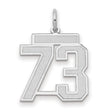 Medium Satin Number 73 Charm Pendant in Real 14k White Gold
