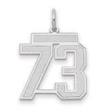 Medium Satin Number 73 Charm Pendant in Real 14k White Gold