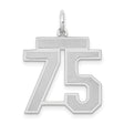 Medium Satin Number 75 Charm Pendant in Real 14k White Gold
