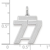 Medium Satin Number 77 Charm Pendant in Real 14k White Gold