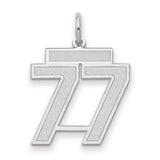 Medium Satin Number 77 Charm Pendant in Real 14k White Gold