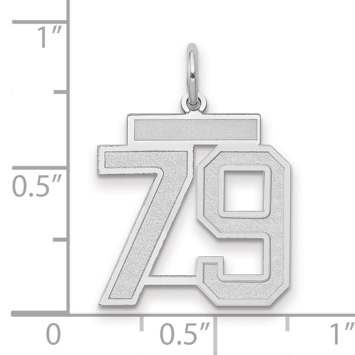 Medium Satin Number 79 Charm Pendant in Real 14k White Gold