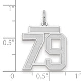 Medium Satin Number 79 Charm Pendant in Real 14k White Gold