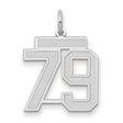 Medium Satin Number 79 Charm Pendant in Real 14k White Gold