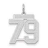Medium Satin Number 79 Charm Pendant in Real 14k White Gold