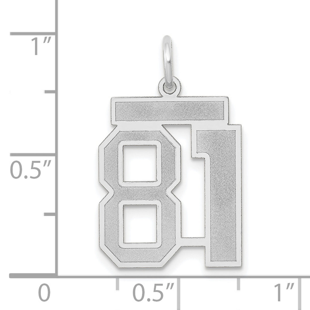 Medium Satin Number 81 Charm Pendant in Real 14k White Gold
