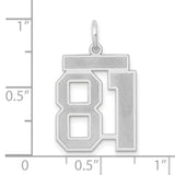 Medium Satin Number 81 Charm Pendant in Real 14k White Gold