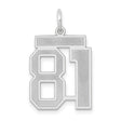Medium Satin Number 81 Charm Pendant in Real 14k White Gold