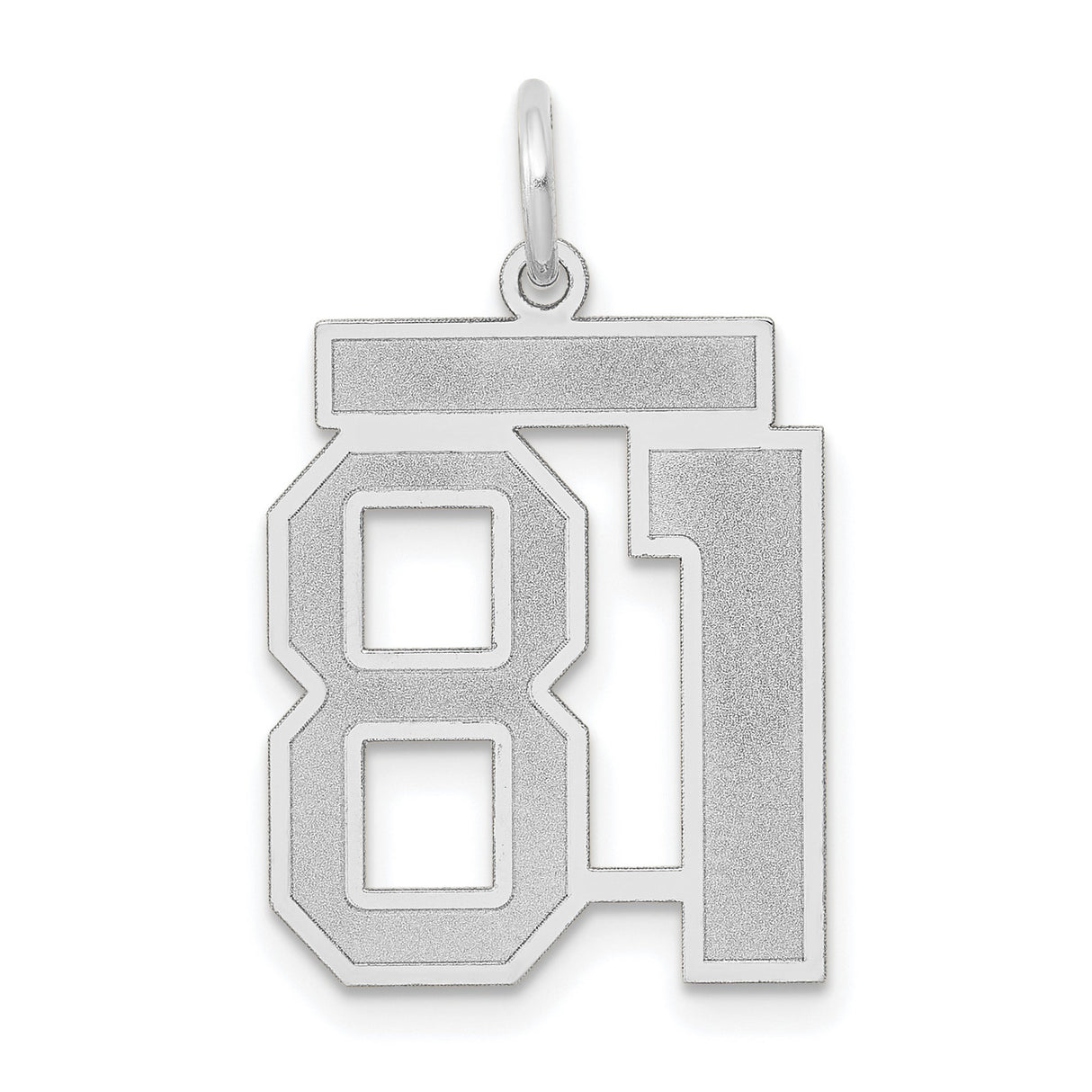 Medium Satin Number 81 Charm Pendant in Real 14k White Gold