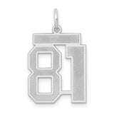 Medium Satin Number 81 Charm Pendant in Real 14k White Gold