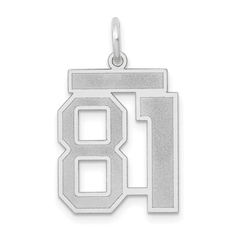 Medium Satin Number 81 Charm Pendant in Real 14k White Gold