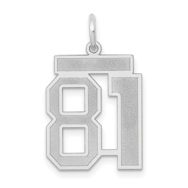 Medium Satin Number 81 Charm Pendant in Real 14k White Gold