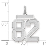 Medium Satin Number 82 Charm Pendant in Real 14k White Gold