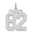 Medium Satin Number 82 Charm Pendant in Real 14k White Gold