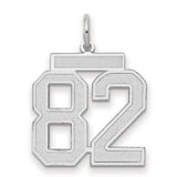 Medium Satin Number 82 Charm Pendant in Real 14k White Gold