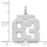 Medium Satin Number 83 Charm Pendant in Real 14k White Gold