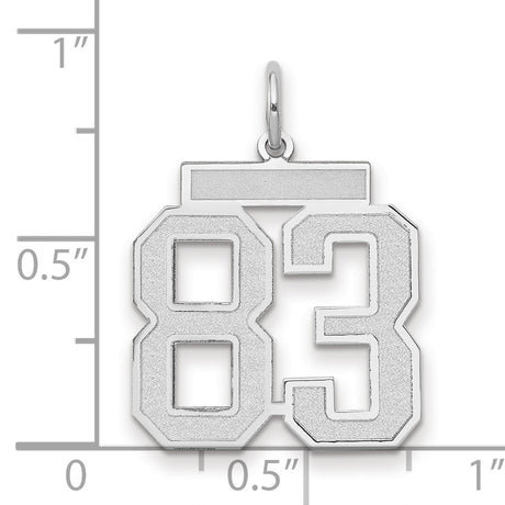 Medium Satin Number 83 Charm Pendant in Real 14k White Gold