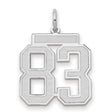 Medium Satin Number 83 Charm Pendant in Real 14k White Gold