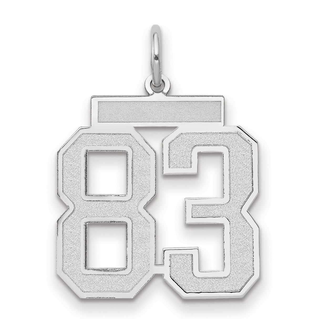 Medium Satin Number 83 Charm Pendant in Real 14k White Gold