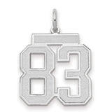 Medium Satin Number 83 Charm Pendant in Real 14k White Gold