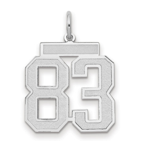 Medium Satin Number 83 Charm Pendant in Real 14k White Gold