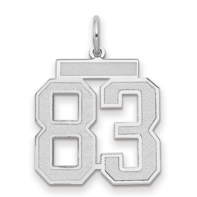 Medium Satin Number 83 Charm Pendant in Real 14k White Gold