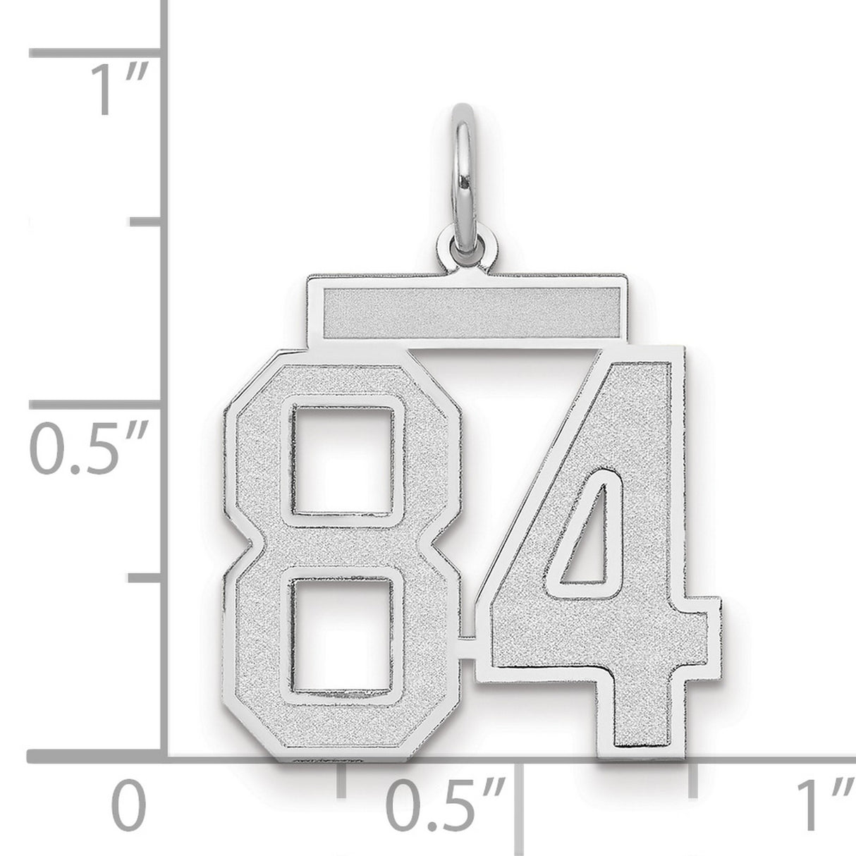 Medium Satin Number 84 Charm Pendant in Real 14k White Gold