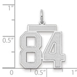 Medium Satin Number 84 Charm Pendant in Real 14k White Gold