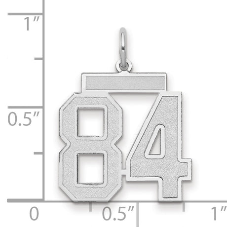 Medium Satin Number 84 Charm Pendant in Real 14k White Gold