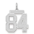 Medium Satin Number 84 Charm Pendant in Real 14k White Gold