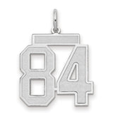 Medium Satin Number 84 Charm Pendant in Real 14k White Gold