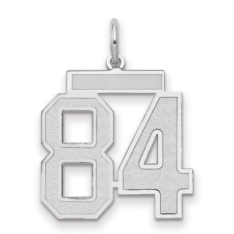 Medium Satin Number 84 Charm Pendant in Real 14k White Gold