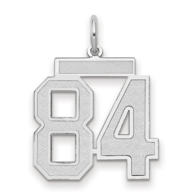 Medium Satin Number 84 Charm Pendant in Real 14k White Gold