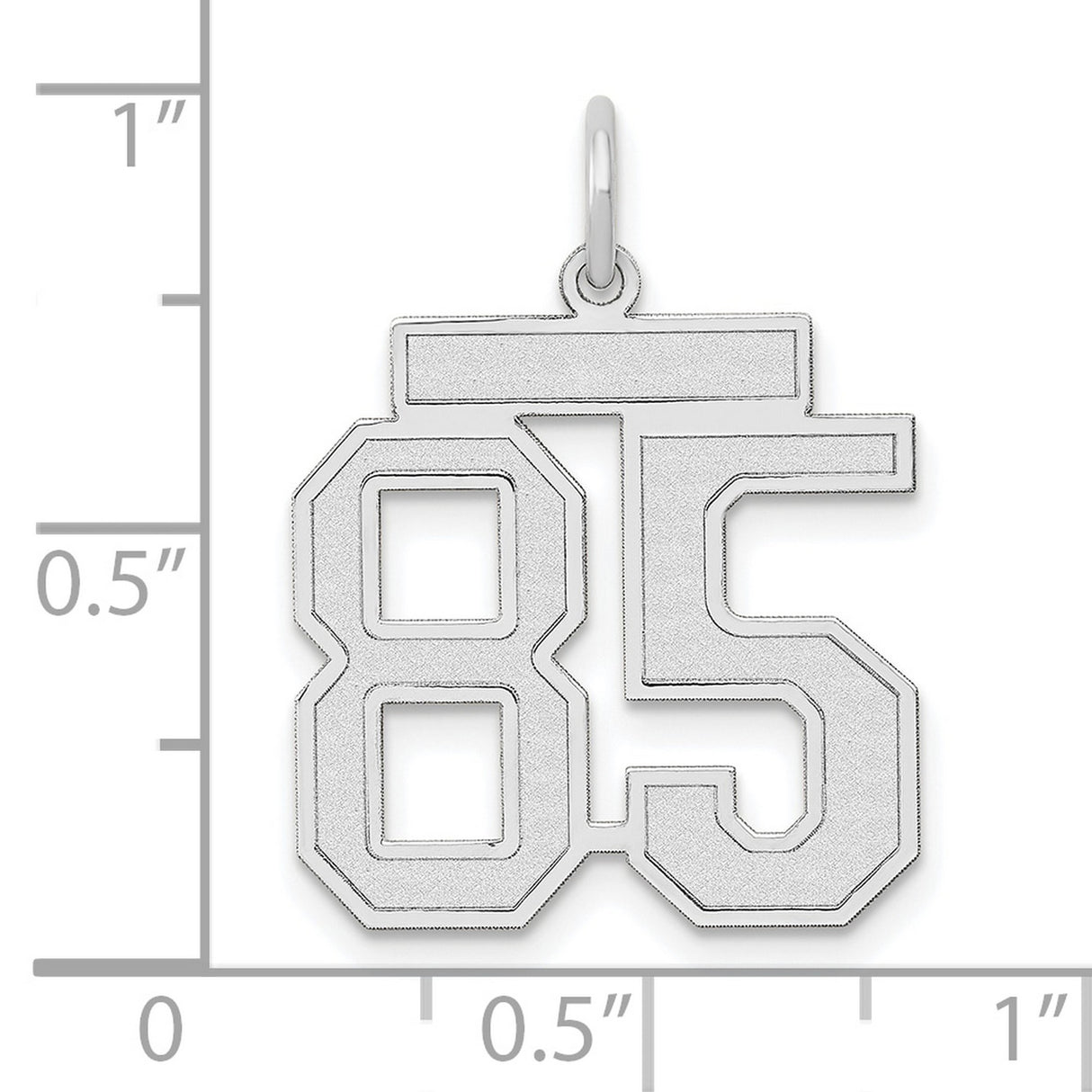 Medium Satin Number 85 Charm Pendant in Real 14k White Gold