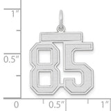 Medium Satin Number 85 Charm Pendant in Real 14k White Gold