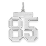 Medium Satin Number 85 Charm Pendant in Real 14k White Gold