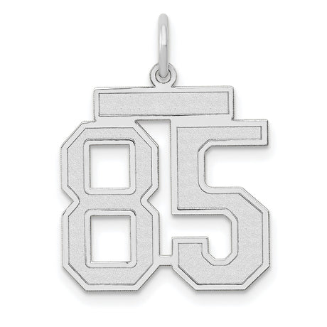 Medium Satin Number 85 Charm Pendant in Real 14k White Gold